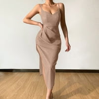 Ballsfhk žensko proljeće i ljetni sjaji seksi V-izrez Suspender Split haljina banketa haljina temperament