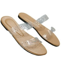 JJayotai sandale za čišćenje žena ženske ravne sandale Modni čisti Rhinester rimske cipele Ženske sandale