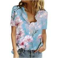 Košulja za prodaja čišćenja, žensko dugme dolje cvjetni vrhovi plus veličina modnih casual majica kratkih