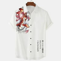 B91xZ majice za muškarce Ležerne prilike od labavog remena Print kratki rukav dugme Port Style cvjetna