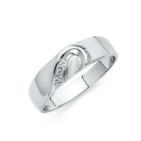 Dragulji LU 14K bijeli zlatni prsten okrugli kubični cirkonijski CZ Muški godišnjica srčana svadbena traka veličine 8