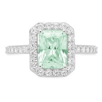 2.07ct Emerald Cut VVS Originalni sukob Besplatno zeleno simulirano dijamantski čvrst samirnica 18k bijeli zlatni dizajner modernog godišnjice Angažman vjenčanja halo pasijans sa akcentima Veličina zvuka 9.25