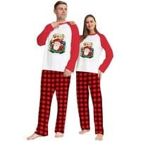 Božićne pidžame za obitelj dqueduo božićne modne dugih rukava, pečeni ispisani top + hlače Porodica