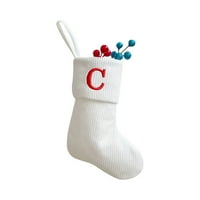 Clearsance YoHome Božićne čarape Malo vezeno pismo pletene Xmas Viseći ukrase čarapa Božić Dekor za zabavu C