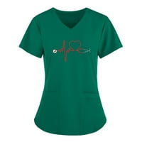 Outfmvch T majice za žene Radne uniforme kratkih rukava Thirts Womens Tops Košulje za žene Zelena
