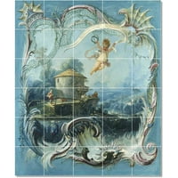 Keramički pločica Mural-Francois Boucher Angels Dizajn pločica za ploče. 21,25 W 25.5 H Korištenje 4.
