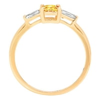 0. CT Sjajni smaragdni Clear Simulirani dijamant 18k žuti zlato Trobotan prsten SZ 7.5