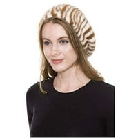 Ženska zebra prugasta uzorak francuski stil beretka šešir Beanie Fau Fur Warm Fuzzy gornja odjeća