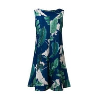 Ležerne ljetne mini haljine za žene sa džepnim bez rukava cvjetno print Crewneck Flowy A-line Thirt
