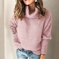 Majice dugih rukava za žene Ženske vrhove dugih rukava Ženski turtleneck pleteni džemper Duks dugi rukav