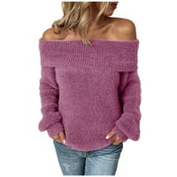 Ženski seksi od pletenog pletena džemper, casual dugih rukava tanak fit crochet pleteni pulover vrhovi