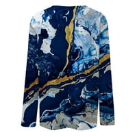 Fragarn Womens Bluzes Clearence Print Pulover vrhovi okrugli vrat Ležerne prilike dugih rukava BlouZa majica Tunika Tamno plava XL