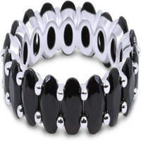 Savlano 18k bijelo pozlaćeno crne kubične cirkonije ovalni rez vječni prsten za žene i djevojke