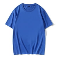 Oalirro Muški pamučni kratki rukav okrugli vrat casual bluza plavi s