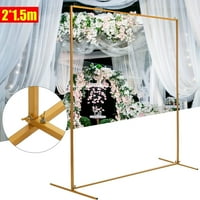 6,5x4,9ft Backdrop metal vjenčani lučni štand zlatna vrata pozadina kovanog kvadratnog vrta Cvjetni okvir za cijene za vjenčanja ceremonija ukras za zabavu