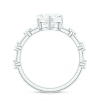 Solitaire Moissite Srčani zaručni prsten za žene, srebrna srebra, SAD 5,50