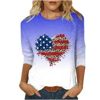 PBNBP Dan nezavisnosti Žensko ljeto 4. jula Hreat Hreat Print Crew COORSBLOCK majice ruhove ženske bluze