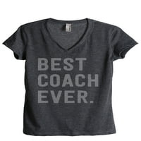 Tenk navoja Najbolji trener ikad ženski opušteni majica s V-izrezom TEE CHARCOAL 2x-Larga