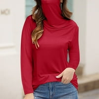 Ženska modna ženska casual labava kornjača dugih rukava Soild maska ​​za masku za bluzu majica zimska