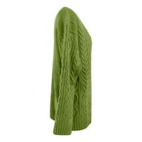 Žene izdužene pletene pulover džemper V izrez dugi rukavi