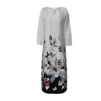 Deagia ženske casual haljine Lagana haljina retro stil modni tiskani s dugim rukavima s dugim haljinama