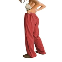 Ženske palazzone salone hlače visoke struk pune boje labave ravne pantalone u ulici
