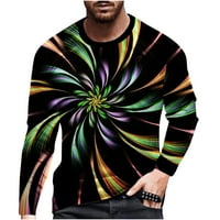 Homodles Muški grafički grafički crta - Crewneck tiskani 3D pulover s dugim rukavima zelena veličina