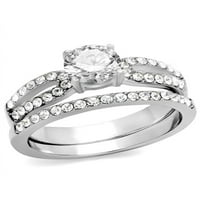 1. CT okrugli rez AAA CZ Vjenčani venski prsten od nehrđajućeg čelika Postavite ženske veličine 8