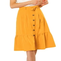Allegra K Junior's Dugme Decor Decret Velika struka Ruffle A-line suknja