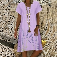 Honeeladyy ženske ljetne casual haljine za žene V-izrez plaža cvjetna tiskana kratka rukava haljina