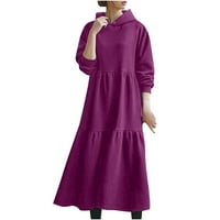 Ženske haljine sa kapuljačom sa kapuljačom od pune boje rufffles plus veličina haljina casual bagegy