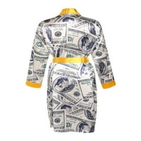 Ženska noćna svila sa kaišom kardigan pidžamom kimono dolar Print dugih rukava seksi donje rublje labavo