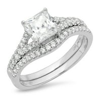 3. CT Princess Cut originalni kultivirani dijamant VS1-VS J-K 18K bijelo Angažovanje vjenčanih modernih