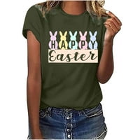 Ženske sretne uskrsne majice kratki rukav ljetni modni bluze slatki grafički grafički tinejdžerke naređene boje casual raylan za odmor za odmor, akvalija