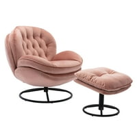 Velvet Accent stolica s otomanom, diplomom okretna lounge fotelja s metalnom bazom, udobna TV stolica