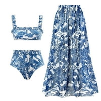 Yyeselk Womens Ljetni parući kupaći kostim s zamotavanjem suknje Push up Bikini Tropical Tummy Control