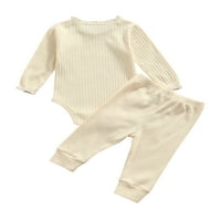 Baby čipkasti oblozi O-izrez dugih rukava s dugim rukavima + hlače u boji