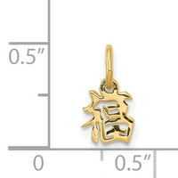 Carat u karatsu 14k žuti zlatni kineski simbol Sretno Privjesak šarm sa 14k žutom zlatnom laganom konopskom ogrlicu 16 ''