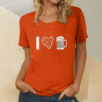 Pulover Dukseri za žene Grafički Oktoberfest bluza Crewneck Majica Ljeto Print Short rukav pulover Majica Košulja Košulja Narandžasta XL