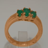 Britanska napravljena 18K ruža zlata prirodna smaragdna ženska Obećava prsten - Opcije veličine - veličina 10.75