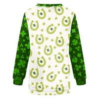 Majica kratkih rukava Žene Ležerne prilike Labavi okrugli vrat Dugi rukav pulover na vrhu Saint Patrick