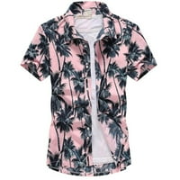 Muška majica Muška havajska majica kratkih rukava ispisano dugme dole ljetne plažne haljine košulje
