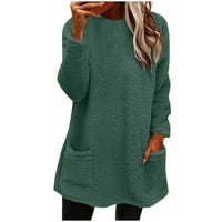 Trendi vrhovi za žene - Jesen Čvrsti džep topli duks krasta zadebljani pulover zadebljanih dugih rukava