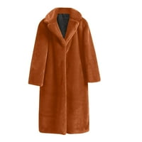 Absuyy Women FAU krzneni kaput - meka jakna s dugim rukavima krznena otvorena prednji kaput plus veličina Topla gornja odjeća