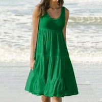 Jiyugala Womens Holiday Summer SOLID haljina za plažu bez rukava