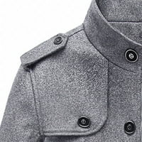 Muški kaputi muškarci Jesenski zimski čvrsti boju postolje na dugih rukava s jednim jaknom modni kaput
