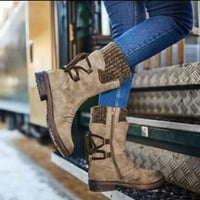 Stamenske čizme, Ženska zimska topla leđa čipke za snijeg sa debelim dizajnom vintage stila