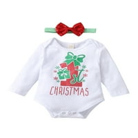 Calsunbaby novorođenčad novorođenčad božićne odjeće odijelo božićno slovo mišerke i luk gaze s trakom