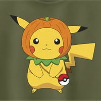 Junior's Pokemon Halloween Pumpkin Pikachu Racerback Tank Torp Vojno zelena velika