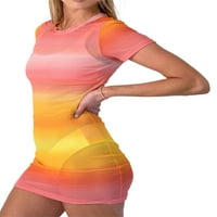 Žene Sheer Mesh Mini haljina Seksi Pogledajte kroz Slim Fit Clout Short haljina gradijentna boja ljetna plaža